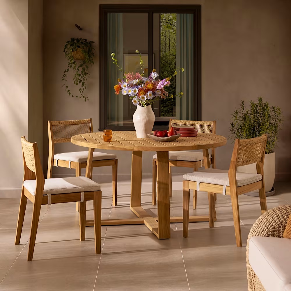 Rio Outdoor Round Dining Table with 4 Chairs Set