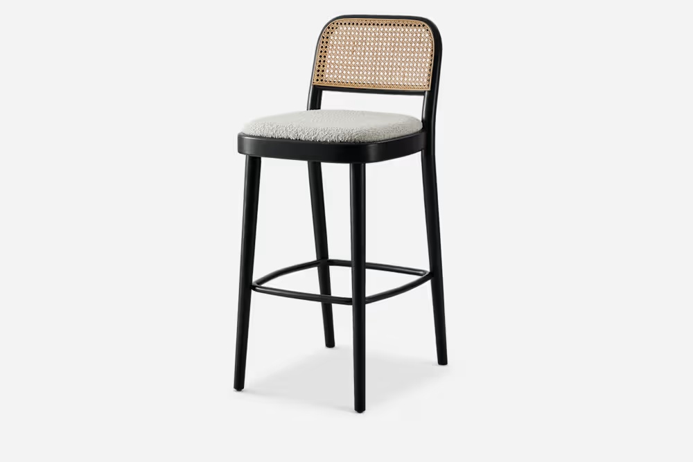 Edith Cane Bar Stool, Black 
