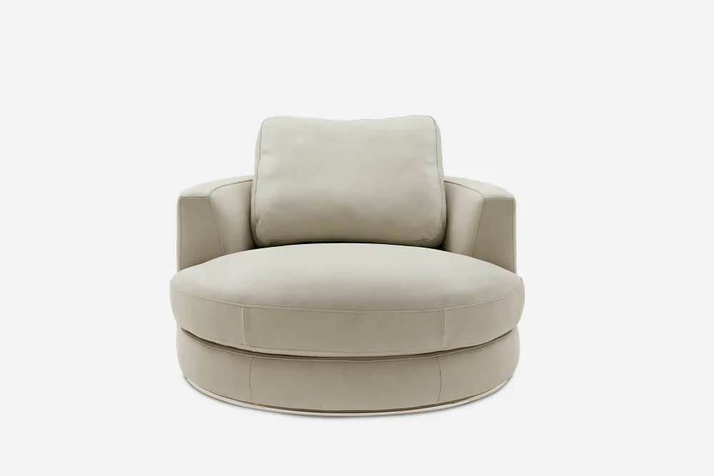 Hamilton Leather Round Swivel Armchair 