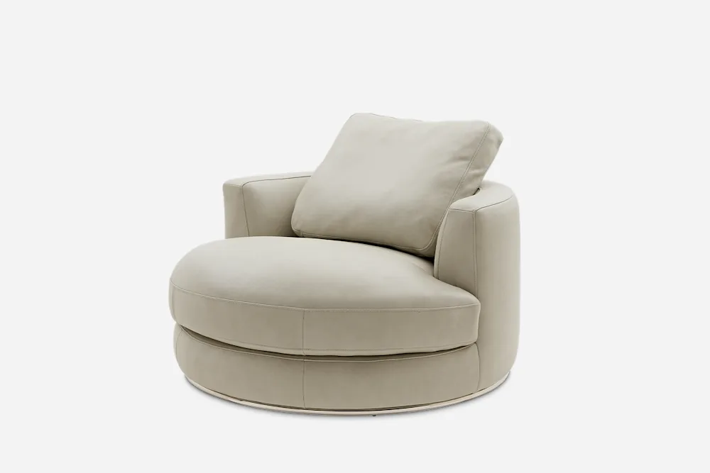Hamilton Leather Round Swivel Armchair