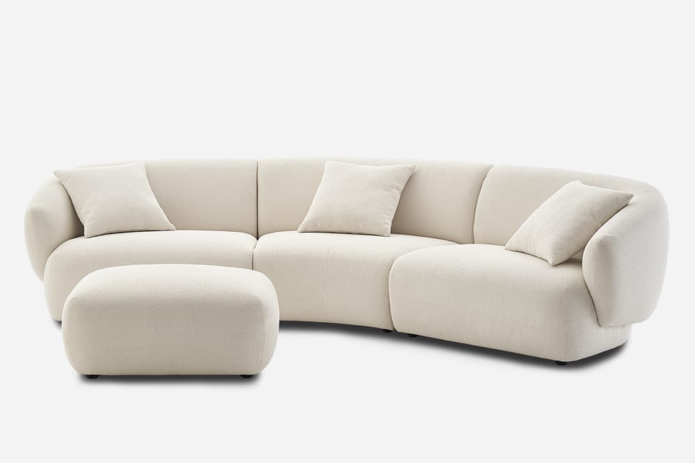 Auburn Performance Fabric Curve Sofa with Ottoman 