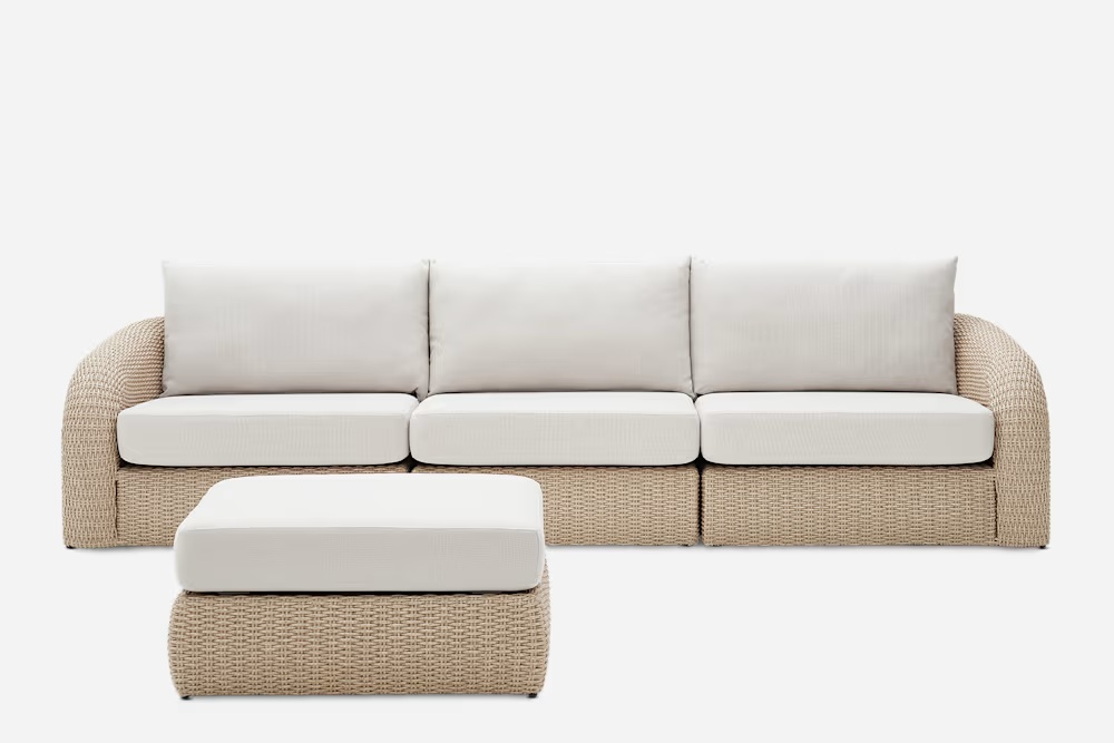 Lorna Outdoor Extended Sofa with Ottoman 