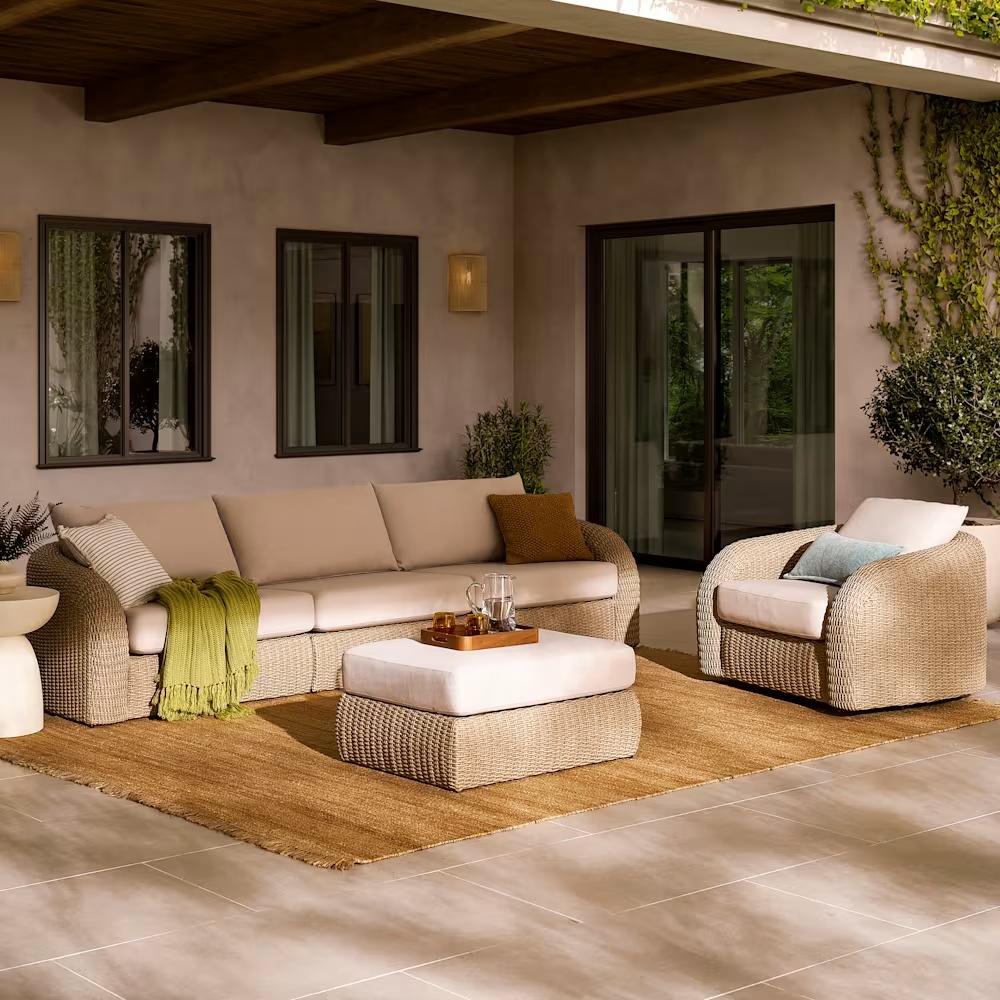 Lorna Outdoor Extended Sofa with Ottoman