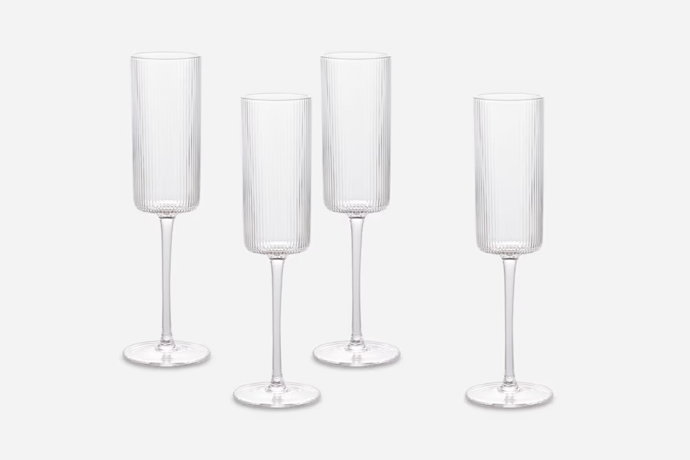 Flute Champagne Glasses, Set of 4 