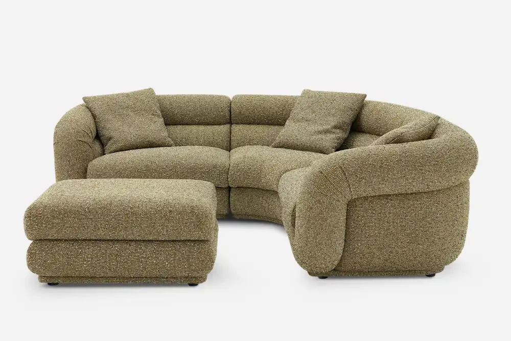 Solari Performance Fabric Sectional Sofa with Ottoman 