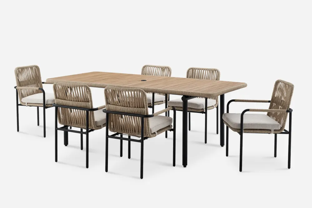 Sierra Outdoor Dining Table with 6 Chairs 