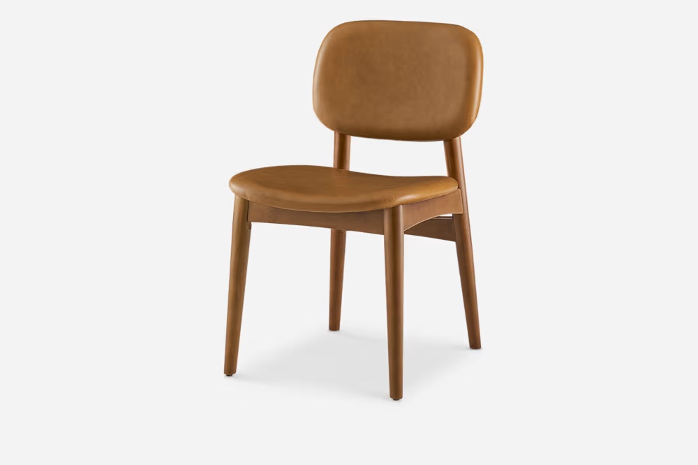 Kelsey Marble Dining Table with 4 Leather Chairs, Walnut Stain 