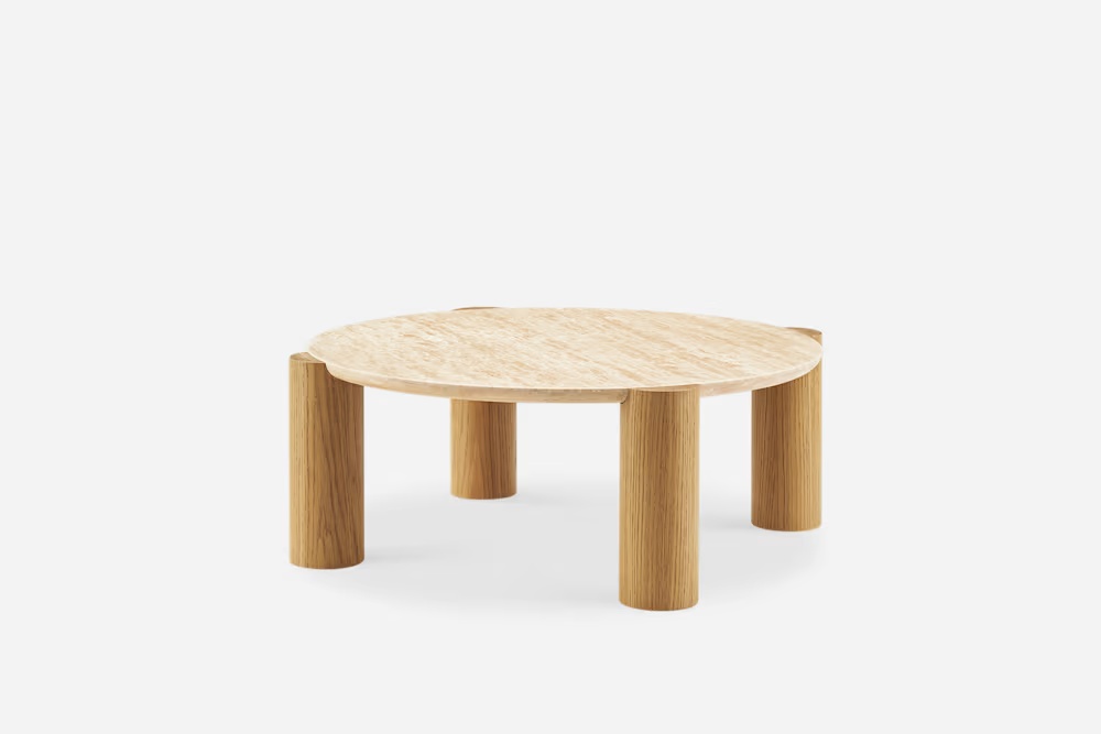 Albie Travertine Round Coffee Table 