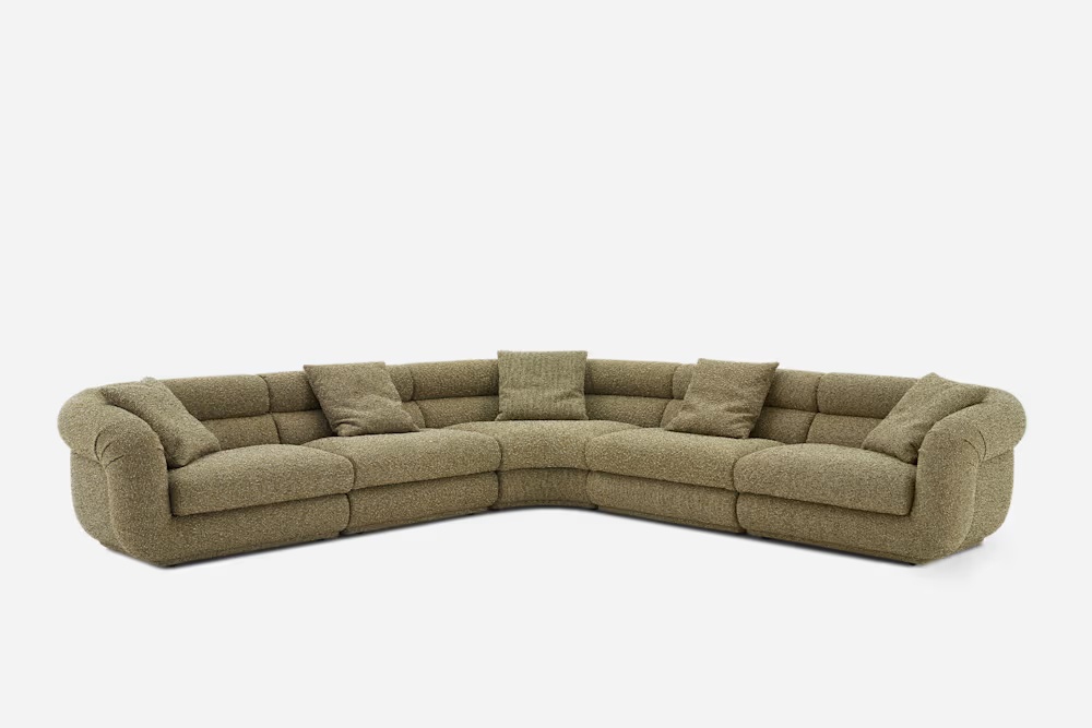 Solari Performance Fabric L-Shaped Sectional Sofa 
