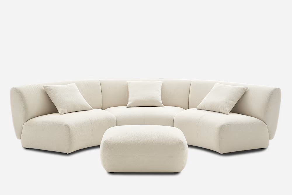 Auburn Performance Fabric Armless Curve Sofa with Ottoman 