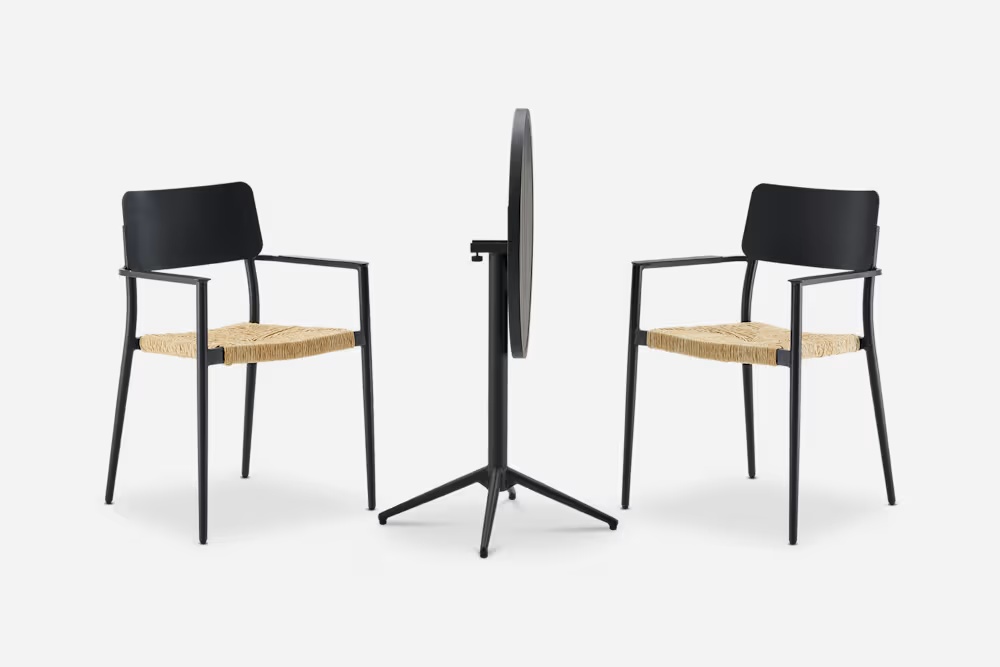 Bistro Round Foldable Table with 2 Newport Chairs Set