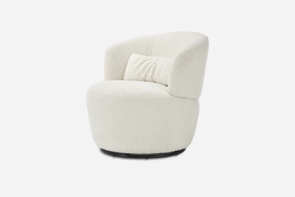 Amber BouclÃ© Swivel Chair, Snow 