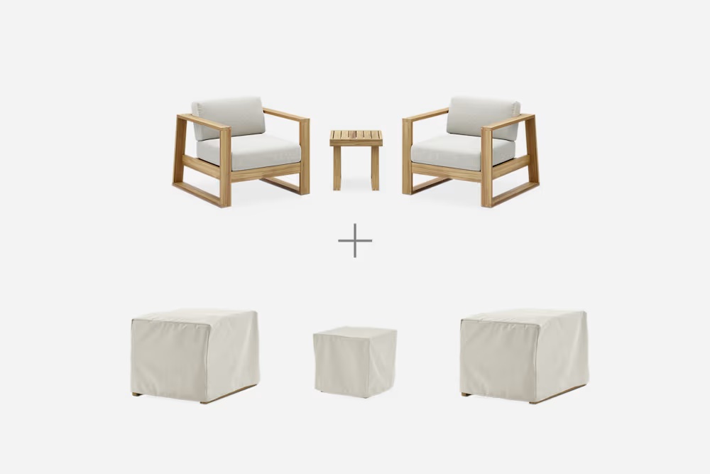 Rio Outdoor Teak 2 Lounge Chairs & Side Table Set 