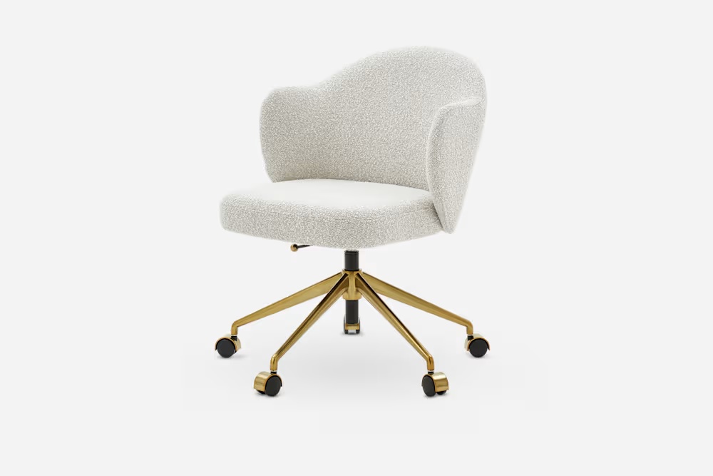 Simone Performance BouclÃ© Office Chair, Antique Brass 