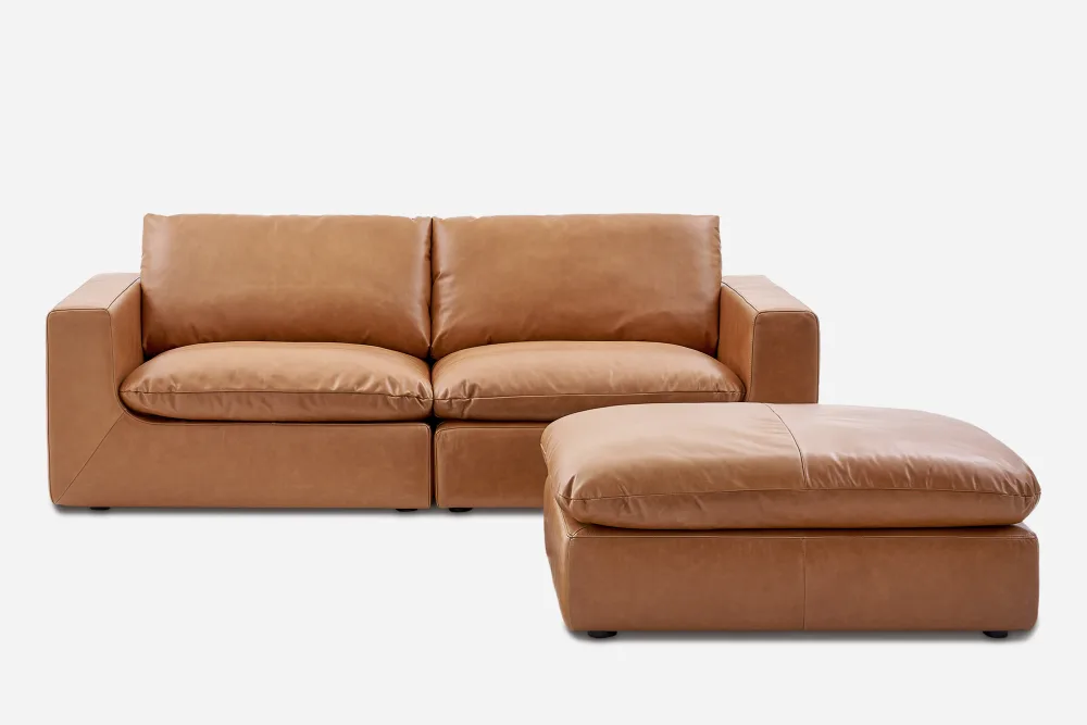 Dawson Leather Sofa with Ottoman 