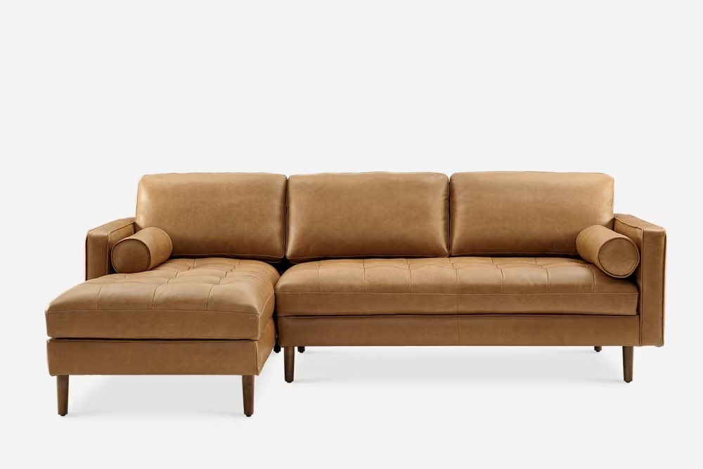 Madison Leather Chaise Sectional Sofa 