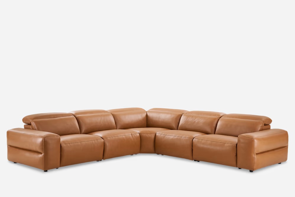 Jaron Leather Recliner L-Shaped Sectional Sofa 