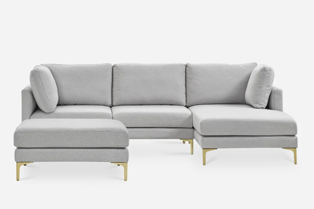Adams Chaise Sectional Sofa with Ottoman 