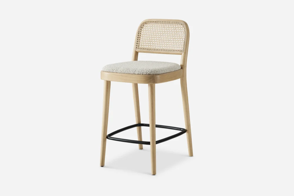 Edith Cane Counter Stool, White Wash 