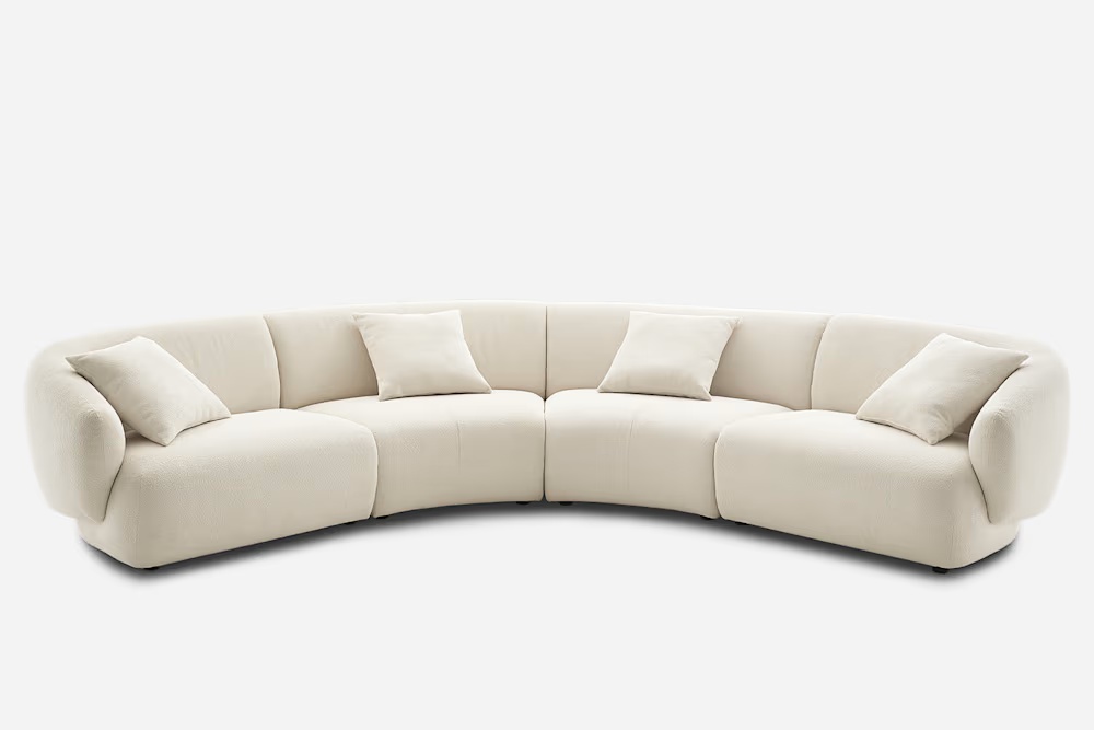 Auburn Performance Fabric Curve L-Shape Sectional Sofa 