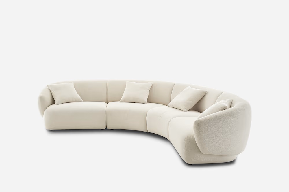 Auburn Performance Fabric Curve L-Shape Sectional Sofa