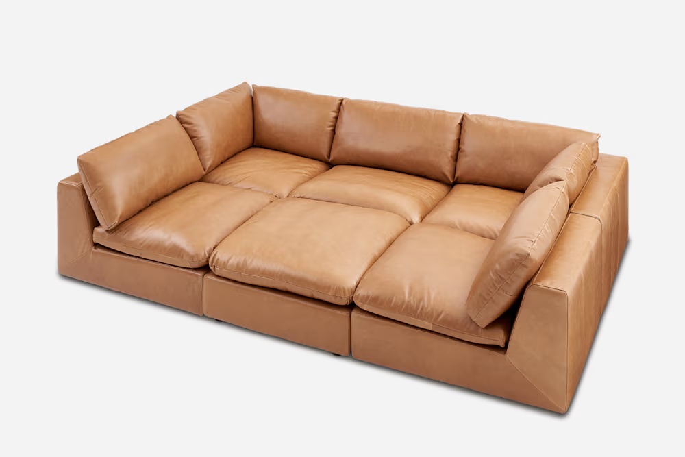 Dawson Leather Pit-Sectional Sofa 