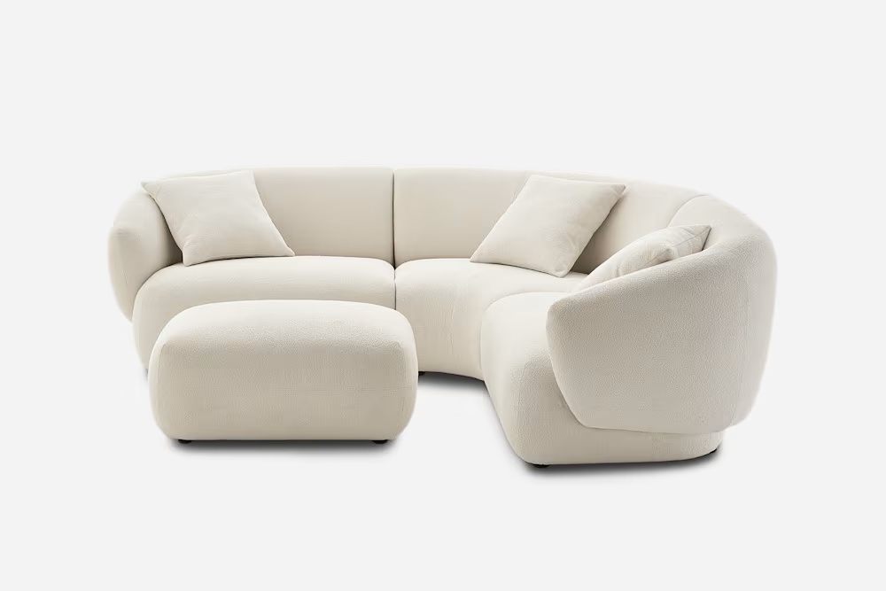 Auburn Performance Fabric Sectional Sofa with Ottoman 