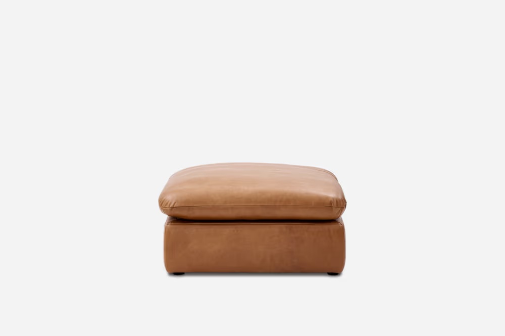 Dawson Leather Small Ottoman 