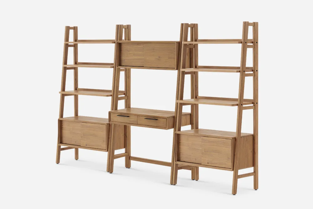 Seb Wall Desk with Bookshelf Set