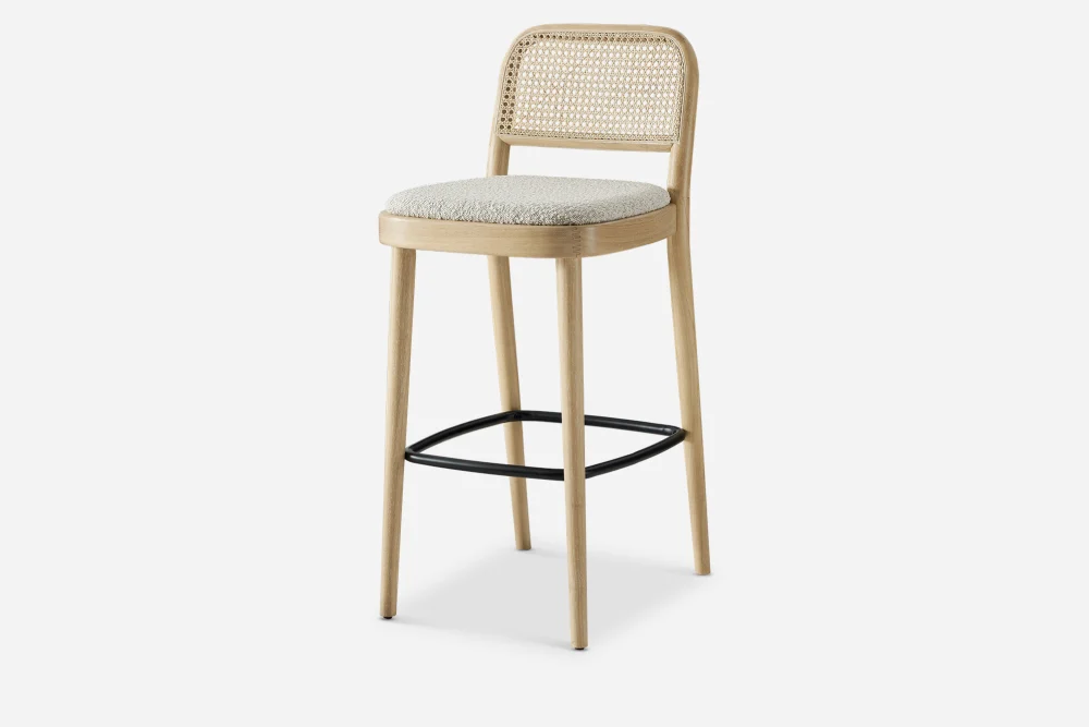 Edith Cane Bar Stool, White Wash 