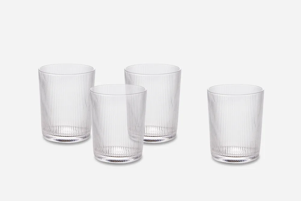 Flute Short Drinking Glasses, Set of 4 