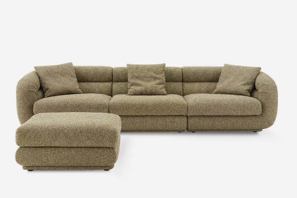 Solari Performance Fabric Extended Sofa with Ottoman 