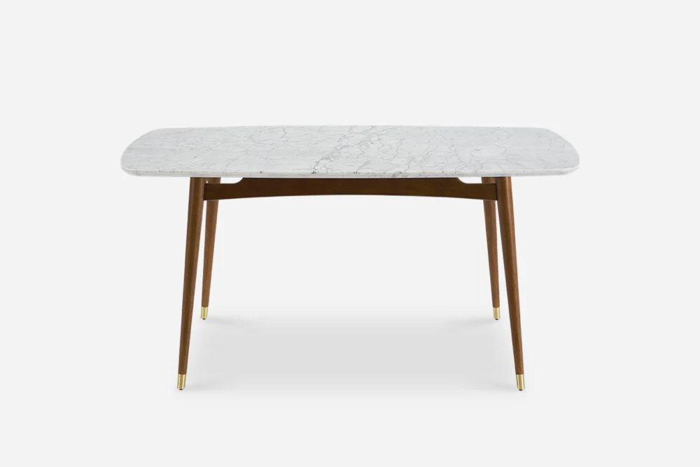 Kelsey Marble Dining Table, Walnut Stain 