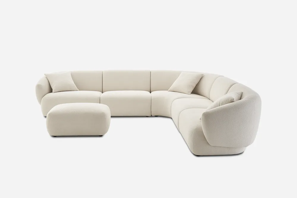 Auburn Performance Fabric L-Shape Sectional Sofa with Ottoman 