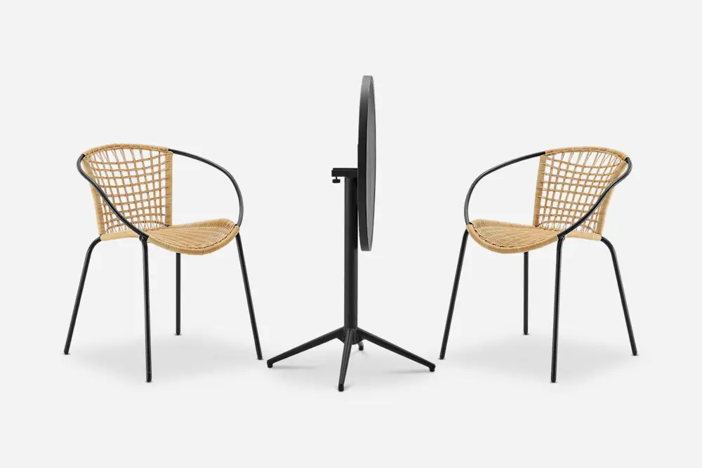 Bistro Round Foldable Table with 2 Como Chairs Set