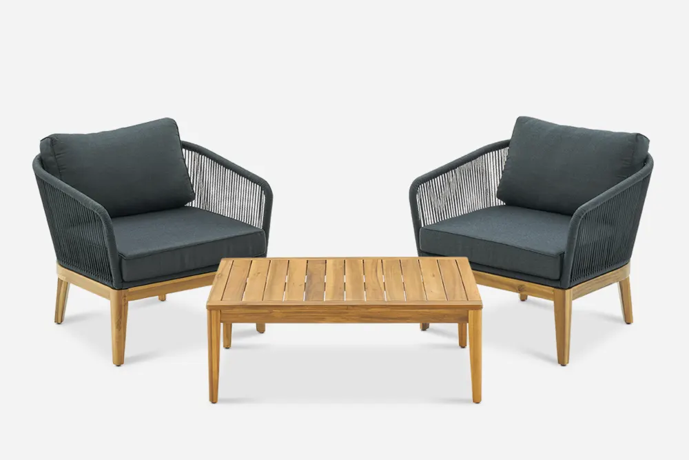 Maui Outdoor 2 Lounge Chairs & Coffee Table Set 