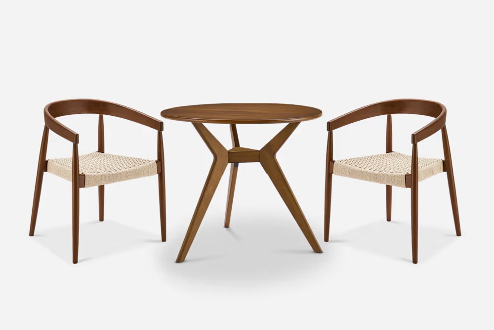 Tribeca Round Dining Table with 2 Austen Chairs 