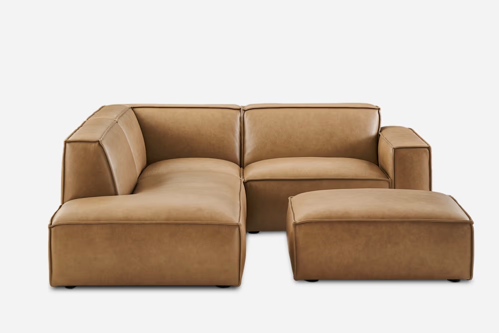 Jonathan Leather Side Chaise Sectional with Ottoman 