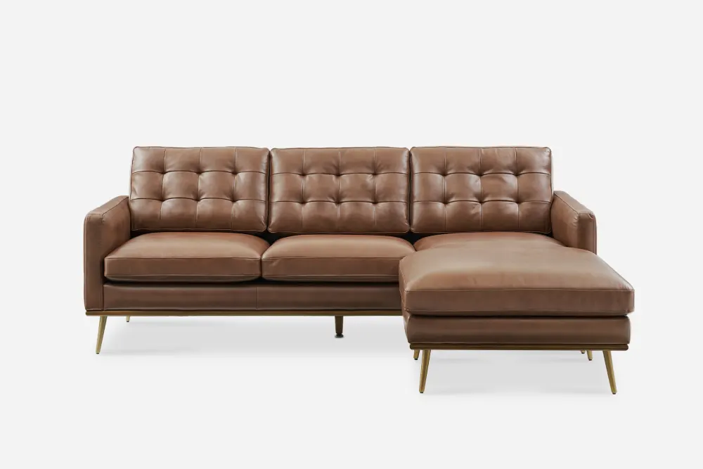 Isaac Leather Reversible Sectional Sofa 
