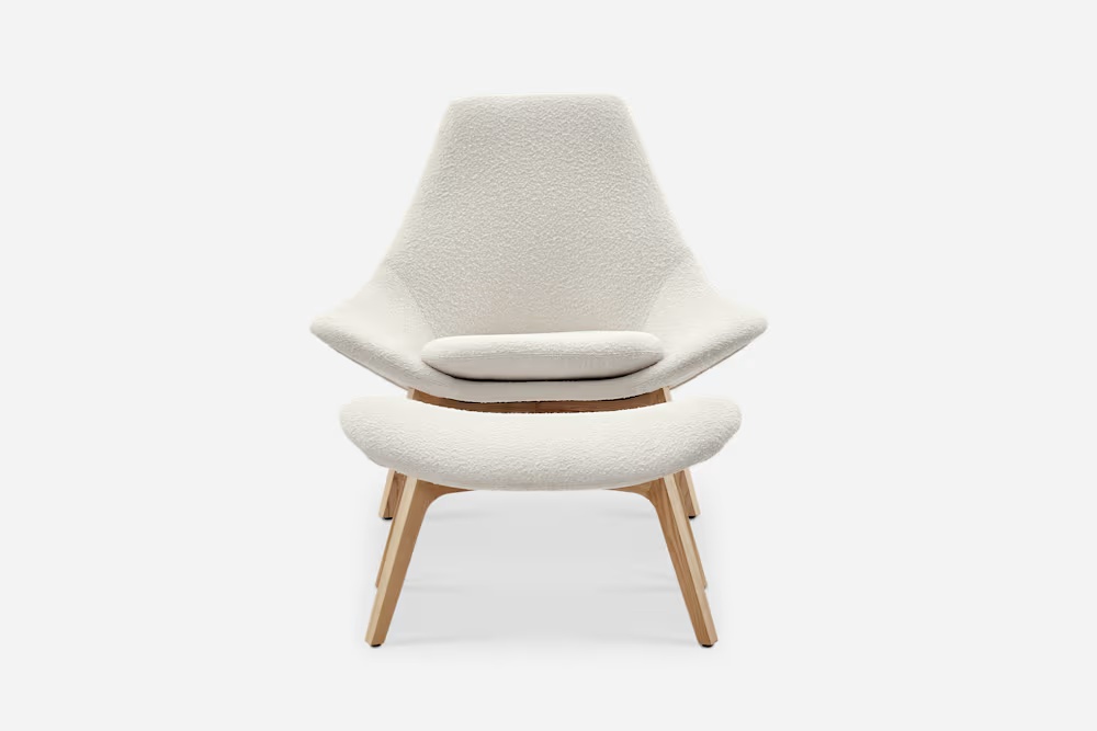 Gable BouclÃ© High Armchair & Ottoman Set 