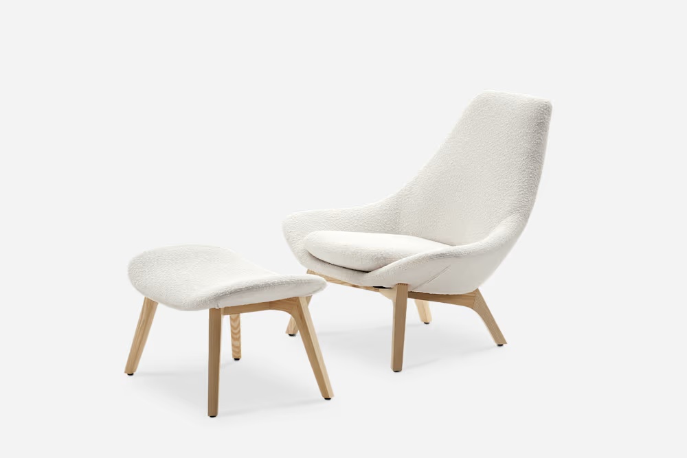 Gable BouclÃ© High Armchair & Ottoman Set
